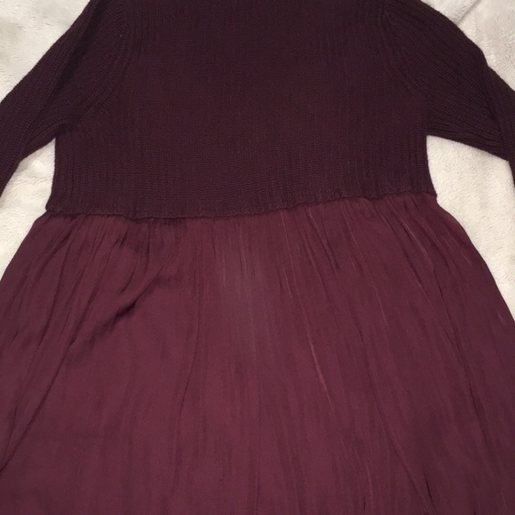 Kimchi Blue Baby Doll Sweater Tunic Dress - Burgundy - Size XS - Picture 3 of 7